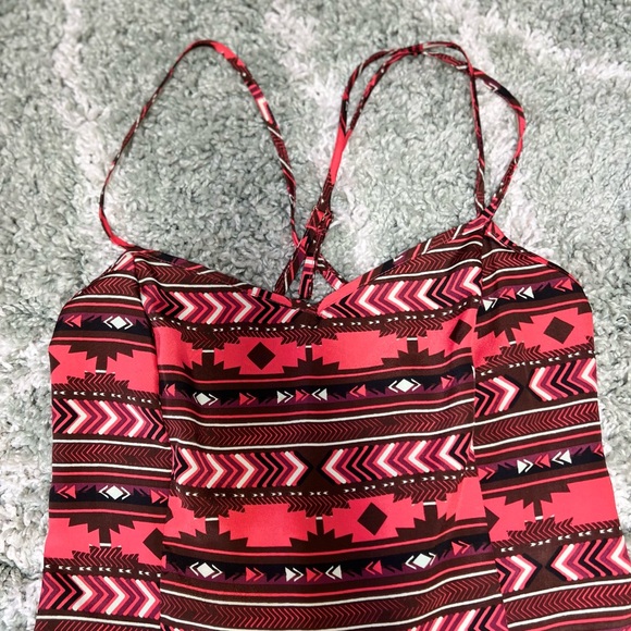 VOLCOM ❤️🤎🖤pleated skater dress tribal <<arrow pattern>> FALL COLOR palette🍁 - Picture 7 of 14